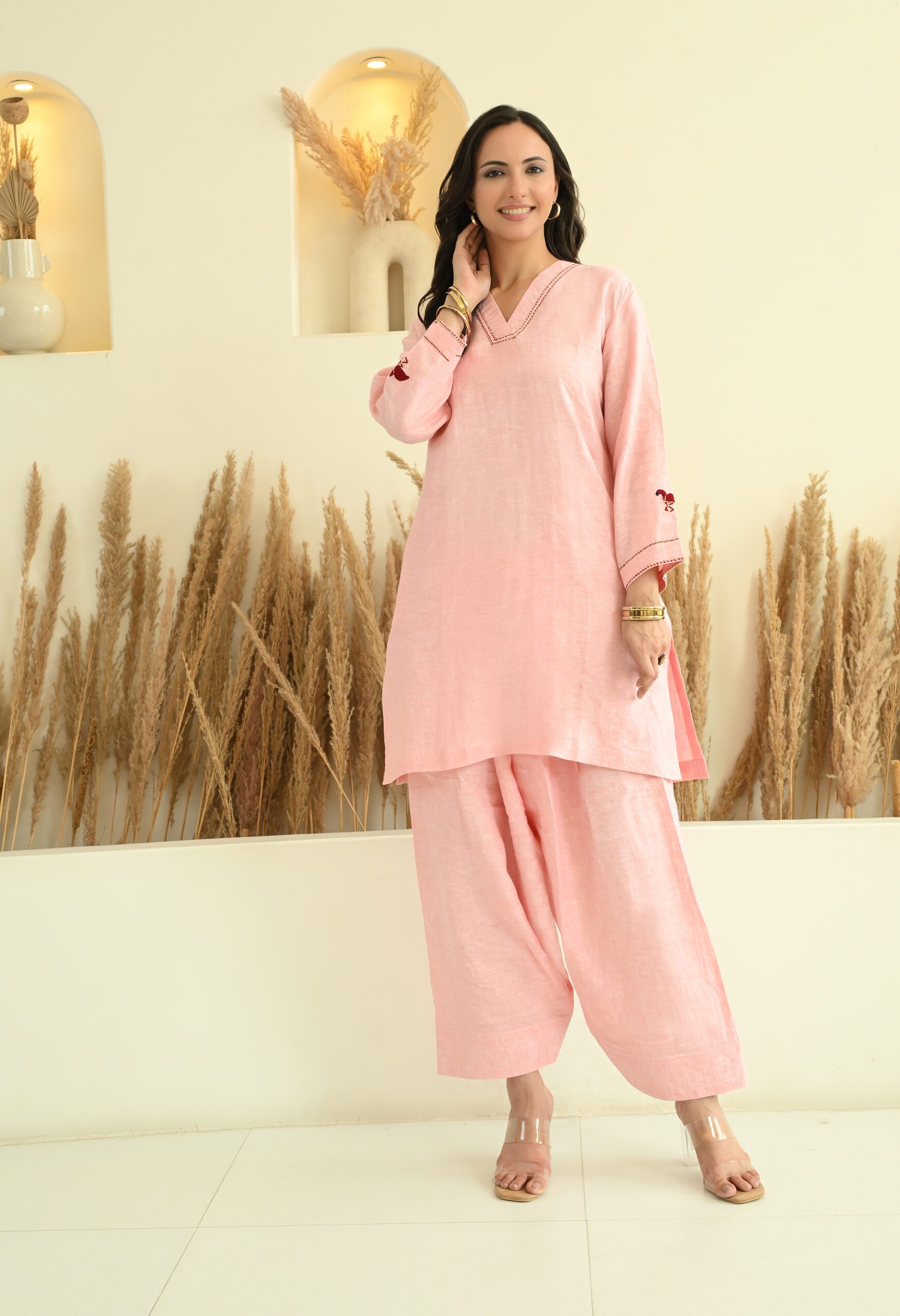 Pink Flamingo Linen Co-ord Set
