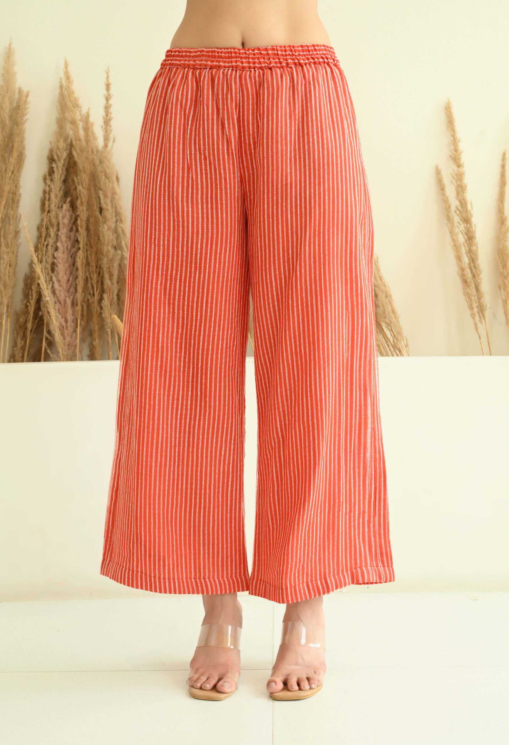 Orange Polka & Lines Kota Doria Co-ord Set - Image 4