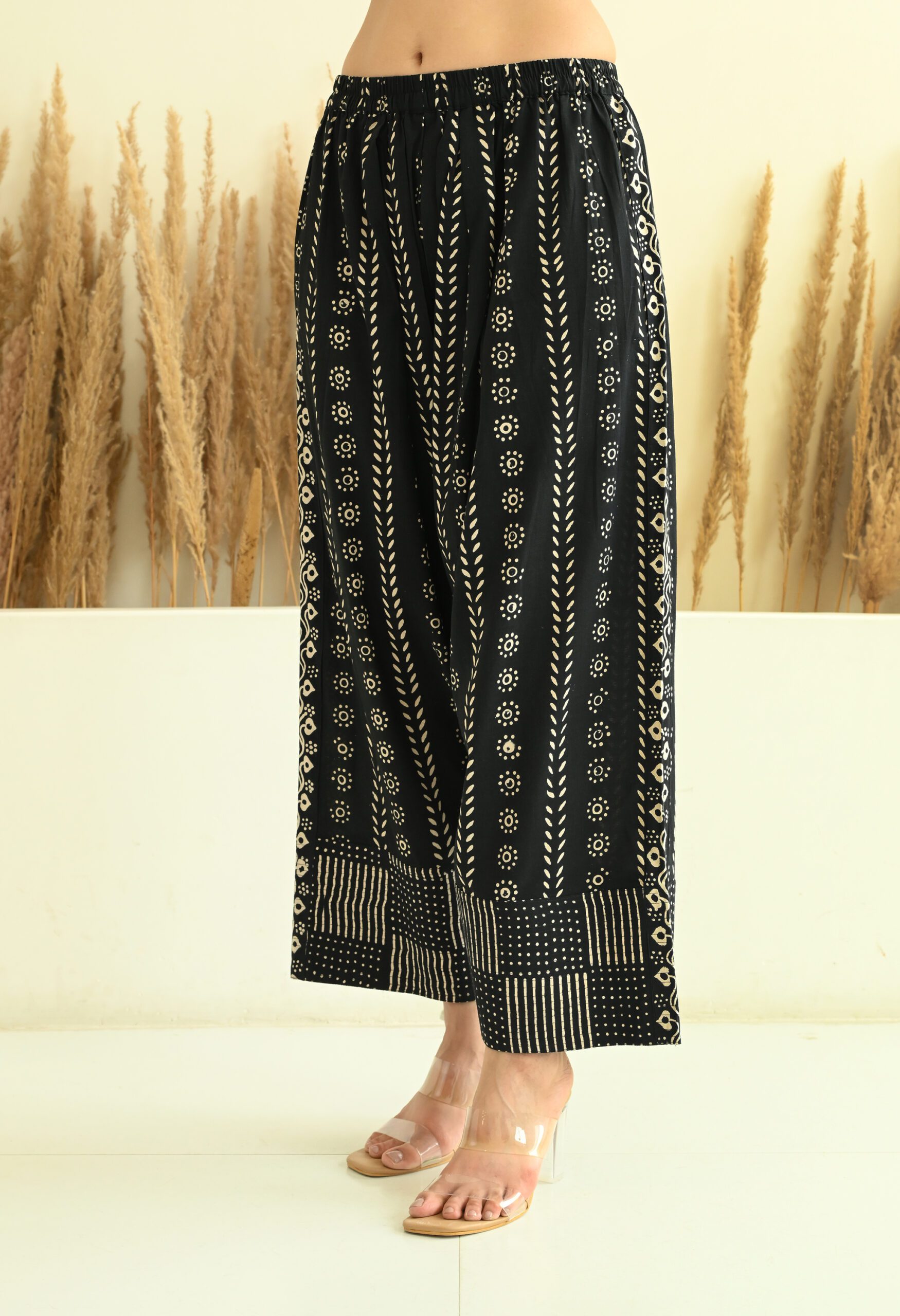 Black Sanganeri Farshi Salwar Co-ord set with Lace Details - Image 4